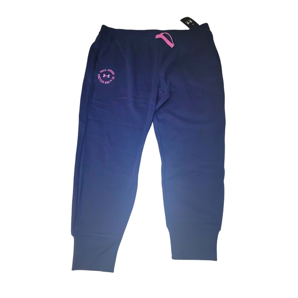 Under Armour Womens Rival Fleece Crest Joggers Navy Blue XXL